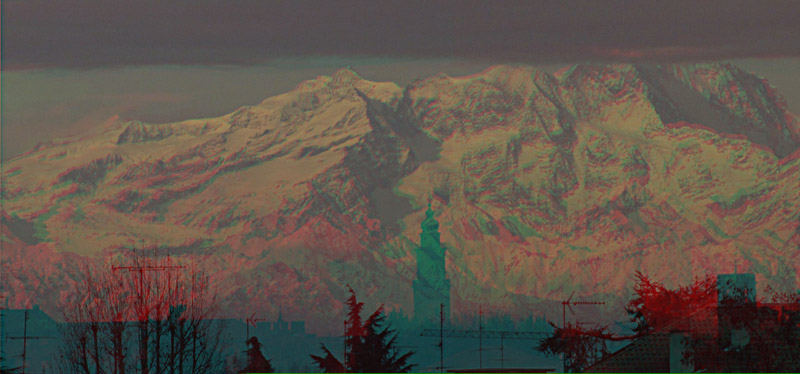 Monte Rosa in 3D (visto da Vigevano)